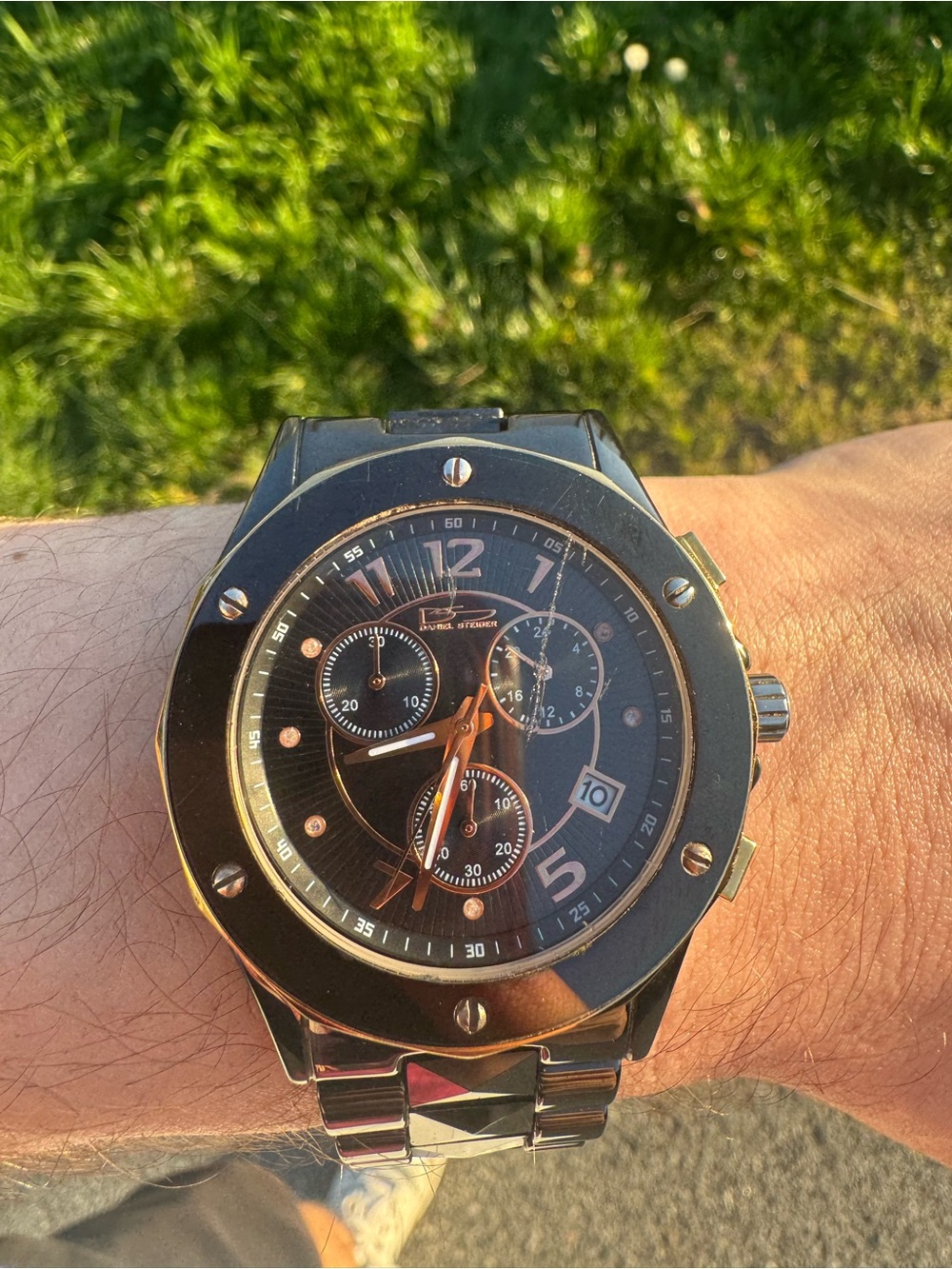Daniel Steiger Swiss Chronograph Watch Black Gold